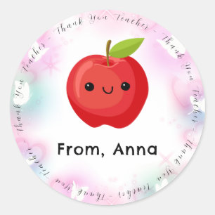 Sticker Rond Enseignant en Merci de papillon Holographique Pomm