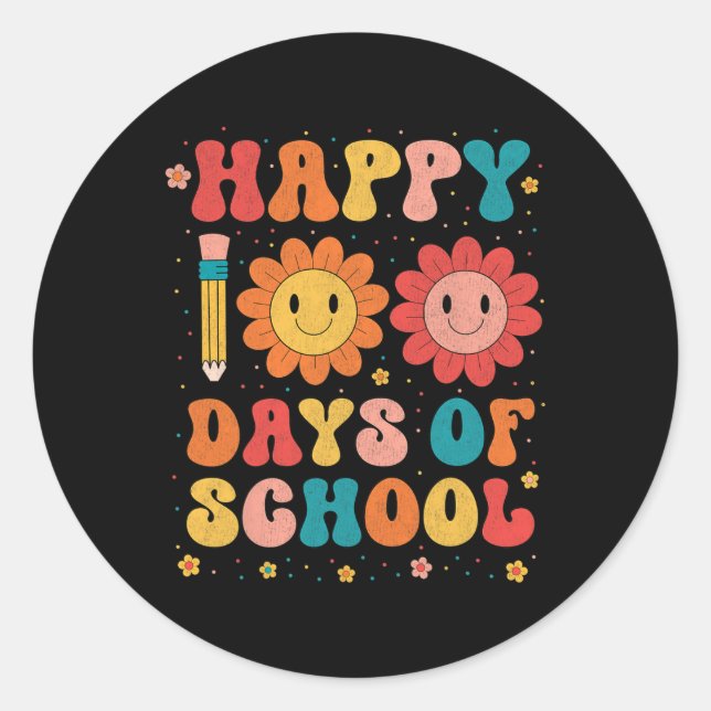 Sticker Rond Enseignant Étudiant 100ème Jour De L'École Joyeux  (Devant)