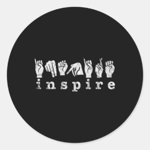 Sticker Rond Enseignant Langue des Signes Américaine Sourde Con