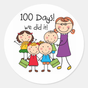 Sticker Rond Enseignant pour enfants et femmes 100 jours