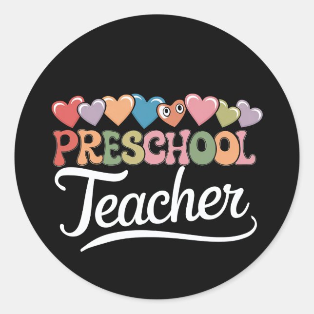 Sticker Rond Enseignant Préscolaire Premier Jour Super Retour À (Devant)