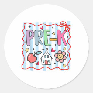 Sticker Rond Enseignante de pré-maternelle fille garçon premier
