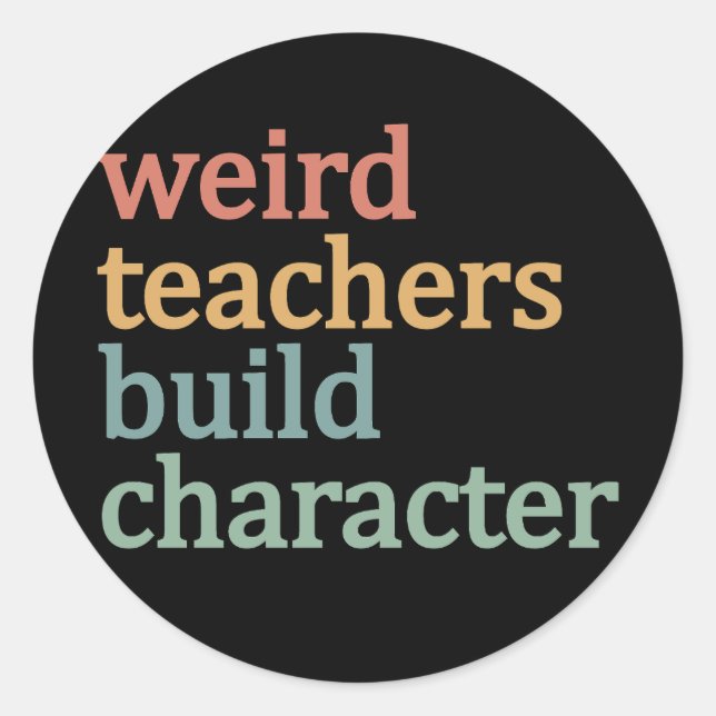 Sticker Rond Enseignants étrangers construire personnage Retro  (Devant)