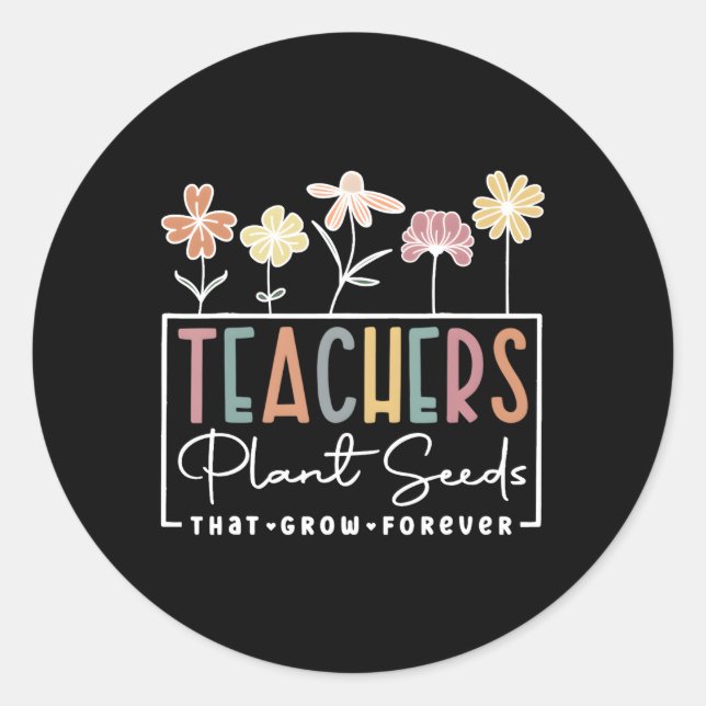 Sticker Rond Enseignants Fleurs Enseignants Plantes Graines Pou (Devant)