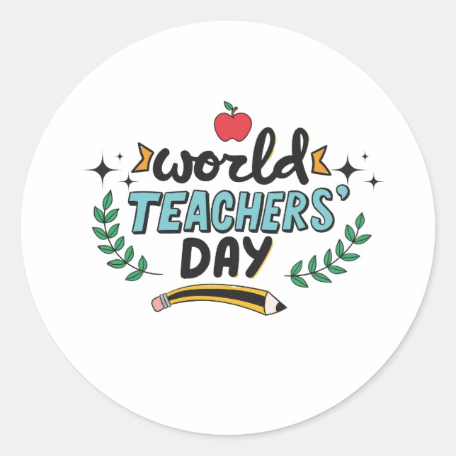 Sticker Rond enseignants jour monde enseignants jour 2023 Stick (Devant)