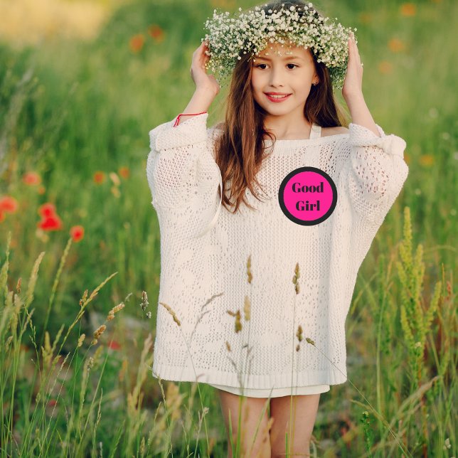 Sticker Rond Enseignants Rose et Noir Bonne fille (Créateur téléchargé)