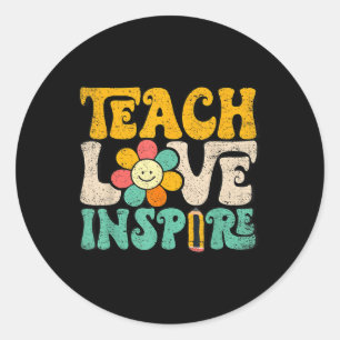 Sticker Rond Enseigner Amour Inspirer Retour à l'école Enseigna