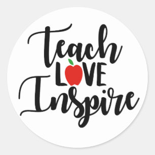 Sticker Rond Enseigner l'amour inspirer collant enseignant