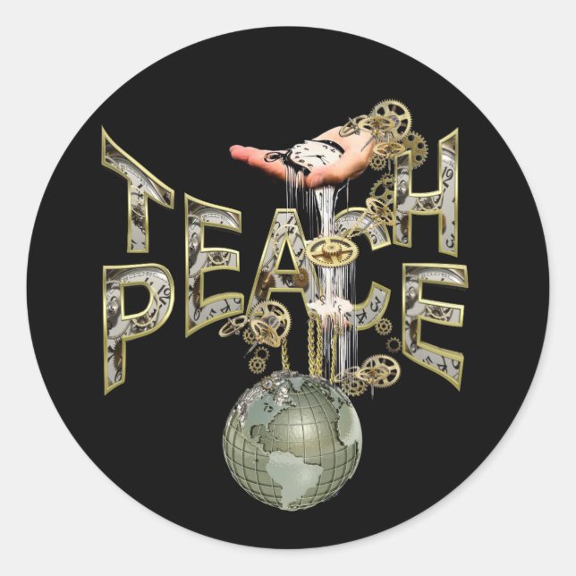 Sticker Rond Enseigner le mouvement de paix (Devant)
