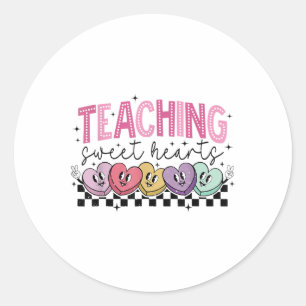 Sticker Rond Enseigner les amoureux Candy Coeur Enseignant Vale