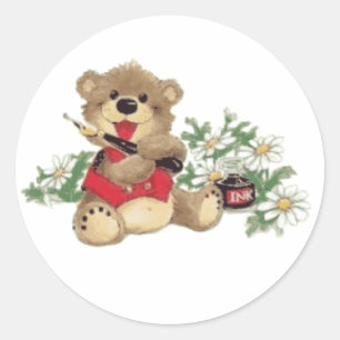 Sticker Rond Enseignez-moi à écrire l'ours trasnparent