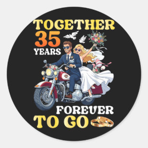 Sticker Rond Ensemble 35 Ans Pour Toujours 35e Anniversaire De
