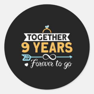 Sticker Rond Ensemble 9 Ans Pour Toujours Aller 9E Mariage Anni