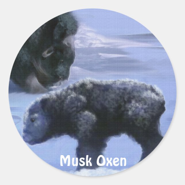Sticker Rond Ensemble d'art Oxyde de musc et Ours de neige (Devant)
