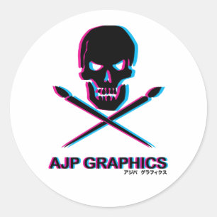 Sticker Rond ENSEMBLE d'AUTOCOLLANT du CRÂNE 3D de GRAPHIQUES