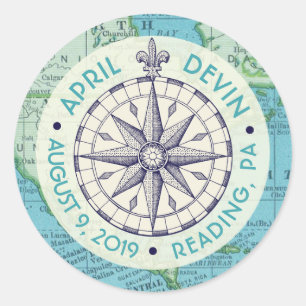 Sticker Rond Ensemble d'autocollants d'invitation de voyage
