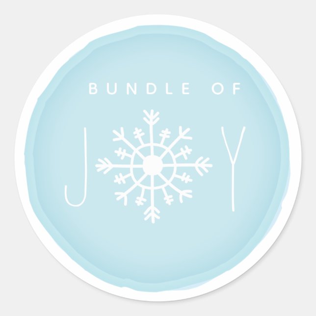 Sticker Rond Ensemble de Joy Snowflake Baby shower bleu (Devant)