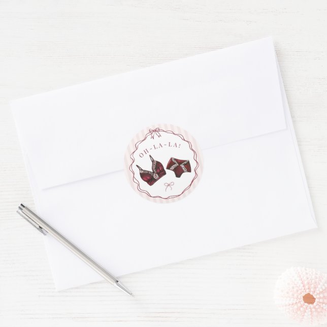 Sticker Rond Ensemble de lingerie de Bourgogne pour enterrement (Enveloppe)