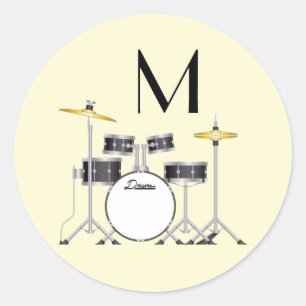 Sticker Rond Ensemble de tambours Musique de groupe d'enseignan