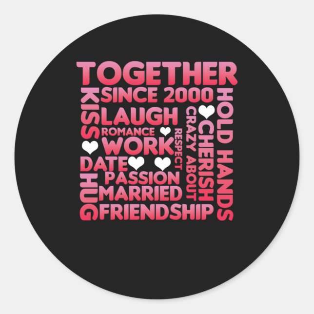 Sticker Rond Ensemble depuis 2000 Cadeau du 20e anniversaire (Devant)