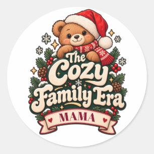 Sticker Rond Ensemble familial personnalisé pour Noël