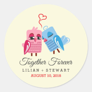 Sticker Rond Ensemble pour toujours Aimer les oiseaux Mariage F