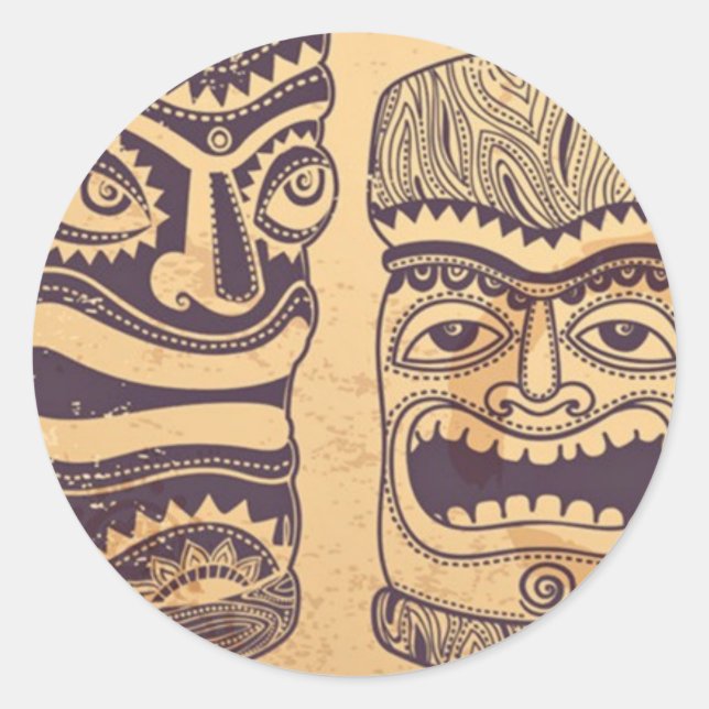 Sticker Rond Ensemble Tiki vintage (Devant)