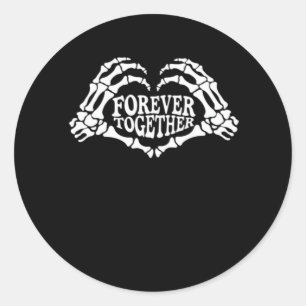 Sticker Rond Ensemble Un Coeur Fait De Squelette Mains Classiqu