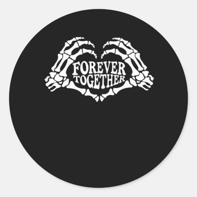 Sticker Rond Ensemble Un Coeur Fait De Squelette Mains Classiqu (Devant)
