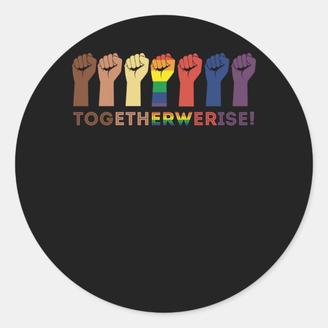 Sticker Rond Ensemble, vers l'égalité Justice sociale (Devant)