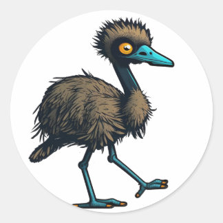 Sticker Rond Entendre Emu