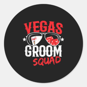 Sticker Rond Enterrement de vie de garçon à Vegas - Marié à Veg