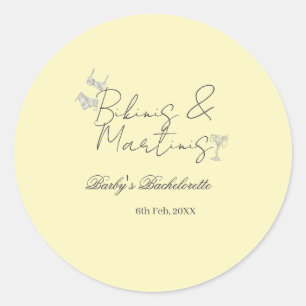 Sticker Rond enterrement de vie de jeune fille bikins & Martini