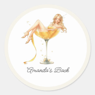 Sticker Rond Enterrement de vie de jeune fille Champagne