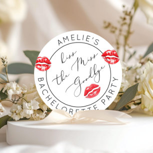 Sticker Rond Enterrement de vie de jeune fille Kiss the Miss Go