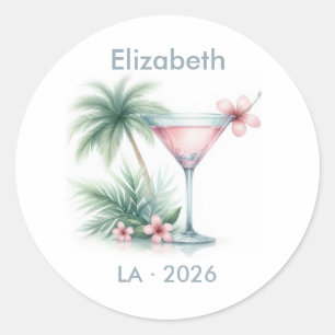 Sticker Rond Enterrement de vie de jeune fille Martini Tropical