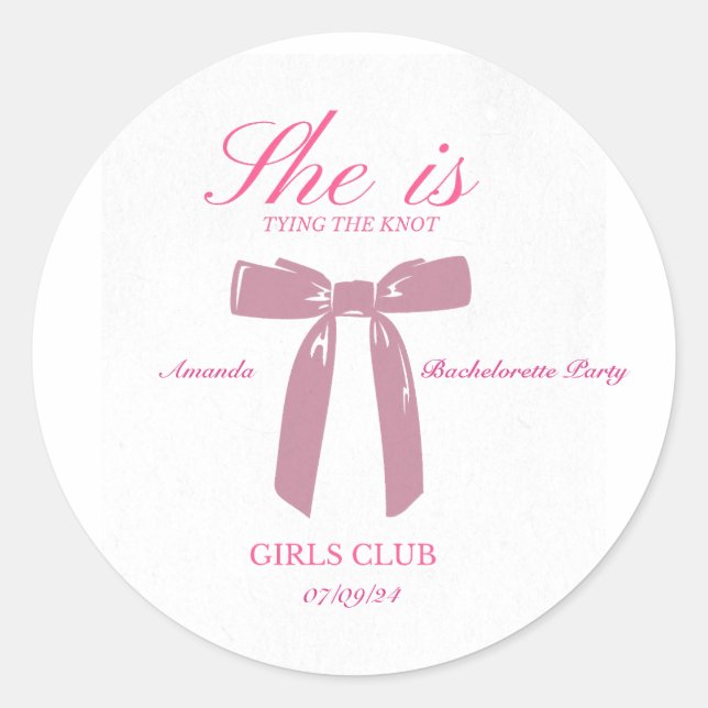 Sticker Rond enterrement de vie de jeune fille rose girly et co (Devant)