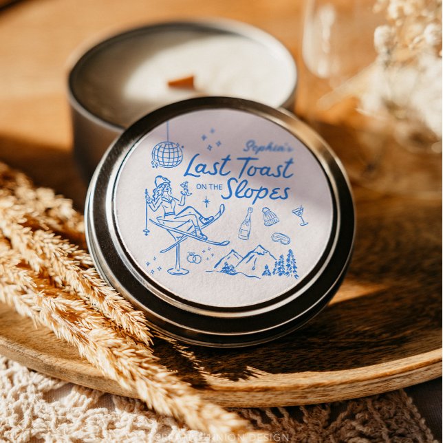 Sticker Rond Enterrement de vie de jeune fille Ski : Dernière t (Créateur téléchargé)