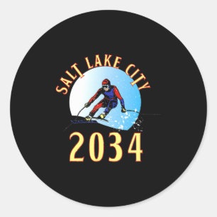 Sticker Rond Enthousiaste pour 2034 pour salt lake city utah