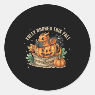 Sticker Rond Entièrement Réservé Cet Automne Bookworm Dragon Au