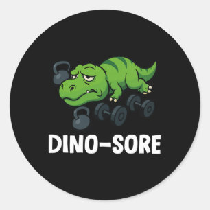 Sticker Rond Entraînement amusant de gym au T-rex dinosaure 