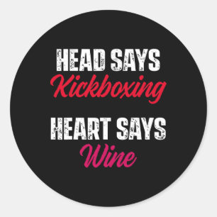 Sticker Rond Entraînement de kick-boxing au vin cardiaque 