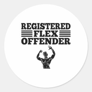 Sticker Rond Entraînement de musculation drôle enregistré Flex