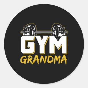 Sticker Rond Entraînement de musculation pour grand-mère de sal