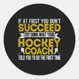 Sticker Rond entraîneur de hockey amusant équipe de hockey sur 