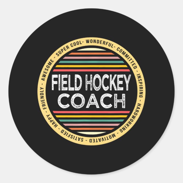 Sticker Rond Entraîneur de hockey sur gazon Drôle Profession Ap (Devant)