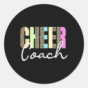 Sticker Rond Entraîneur de pom-pom girls Léopard Cheerleading M
