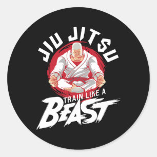 Sticker Rond Entraînez-vous comme une bête - Jiu-Jitsu Brésilie