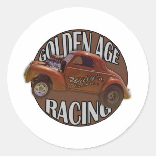 Sticker Rond Entrave de Willys Gasser d'âge d'or emballant la