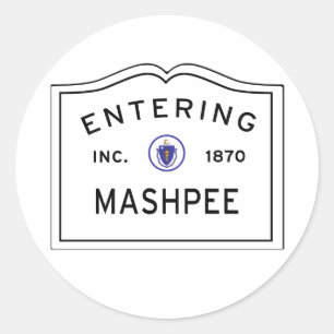 Sticker Rond Entrée de la ville de Mashpee MA